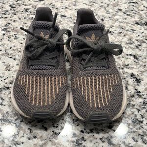 Gray and rose gold adidas